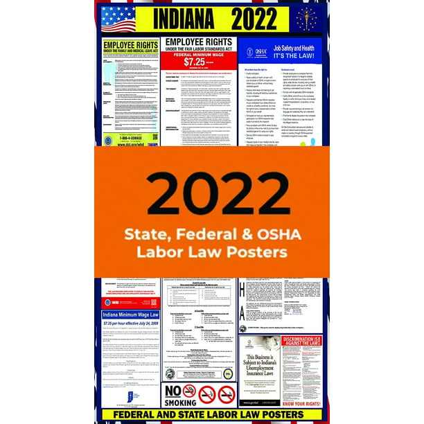 2019 Indiana Labor Law Poster State Federal OSHA Compliant Laminated Mandatory All in One Poster 